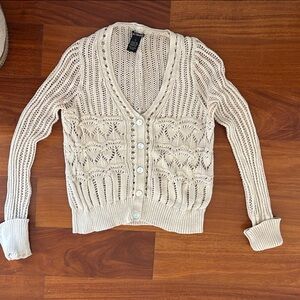Lucky Brand Cream Cardigan Sweater